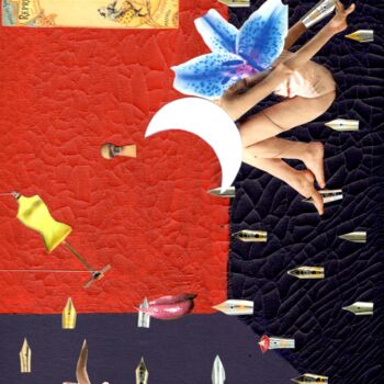Collages getiteld "Solitude" door Nelly Sanchez, Origineel Kunstwerk