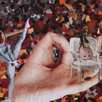 Collagen mit dem Titel "Dans l'intimité" von Nelly Sanchez, Original-Kunstwerk