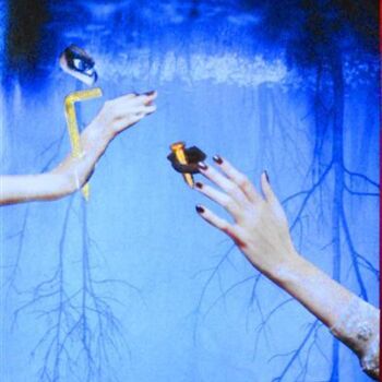 Collages titulada "La minute bleue" por Nelly Sanchez, Obra de arte original