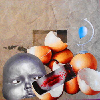 Collages intitulée "Enfance 2" par Nelly Sanchez, Œuvre d'art originale