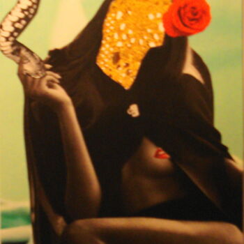 Collagen mit dem Titel "La Falaise était nu…" von Nelly Sanchez, Original-Kunstwerk