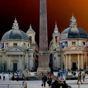 Photographie intitulée "Piazza del Popolo" par Nelly Kryn, Œuvre d'art originale