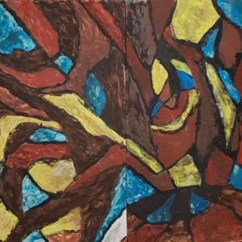Painting titled "Terre 1 et 2" by Nelly Coudoux, Original Artwork, Acrylic
