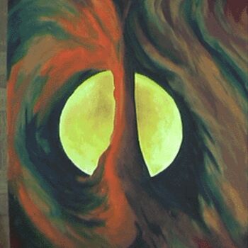 Painting titled "derniere lune" by Nelly Coudoux, Original Artwork, Oil