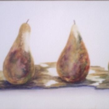 Pintura intitulada "poires" por Nelly Coudoux, Obras de arte originais, Guache