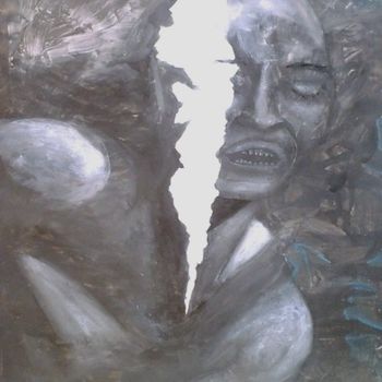Painting titled "blessure" by Nelly Coudoux, Original Artwork, Acrylic