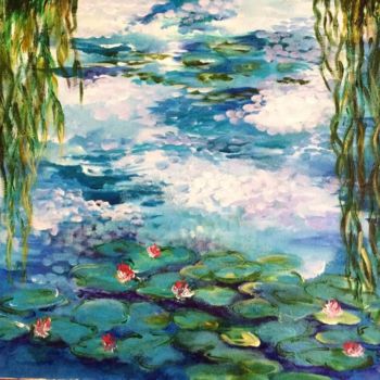 Painting titled "Nénuphar" by Nelly Sandrin, Original Artwork, Acrylic