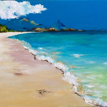 Painting titled "La plage" by Nelly Sandrin, Original Artwork, Acrylic