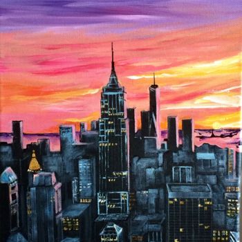 Peinture intitulée "NY" par Nelly Sandrin, Œuvre d'art originale, Acrylique