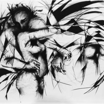 Painting titled "Promesse" by Nelson Gomes Teixeira, Original Artwork, Charcoal