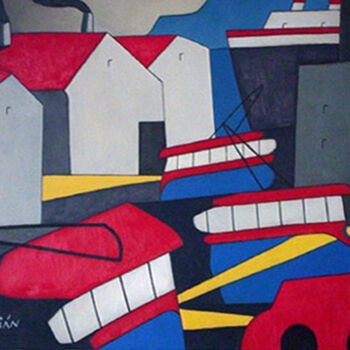 Pintura titulada "Paisaje urbano Vjpg" por Nelson San Julián, Obra de arte original, Oleo