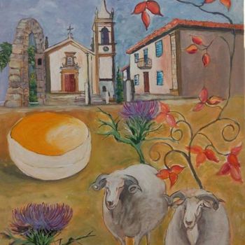 Pittura intitolato "Feira do queijo Oli…" da Nelson Santos, Opera d'arte originale, Acrilico