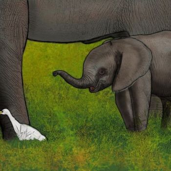 Arte digital titulada "Elefantes" por Nelson Souto, Obra de arte original, Pintura Digital