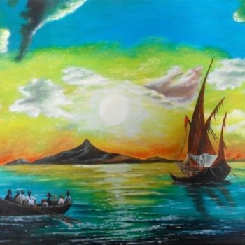 Painting titled "A silet sea" by I. Boar_art, Original Artwork, Oil