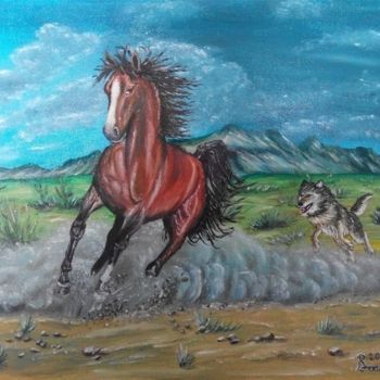 Картина под названием "Horse galloping" - I. Boar_art, Подлинное произведение искусства, Масло