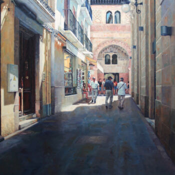 Painting titled "Calle Puente del Ca…" by Nemesio Balsera, Original Artwork, Oil Mounted on Wood Stretcher frame