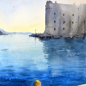 Painting titled "Sirena Iz Dubrovnik…" by Nenad Kojić, Original Artwork, Watercolor