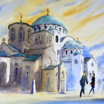 "Crkva I Hram Svetog…" başlıklı Tablo Nenad Kojić tarafından, Orijinal sanat, Suluboya