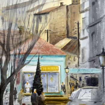 Painting titled "Bakery in Skadarlij…" by Nenad Kojić, Original Artwork, Watercolor