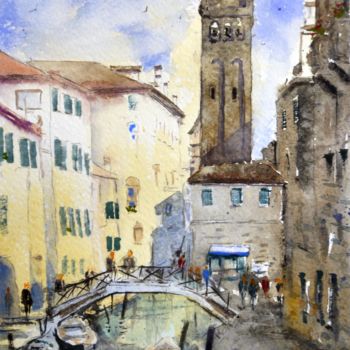 Painting titled "Venice Cityscape #1…" by Nenad Kojić, Original Artwork, Watercolor