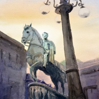 Painting titled "Monument To Duke 53…" by Nenad Kojić, Original Artwork, Watercolor