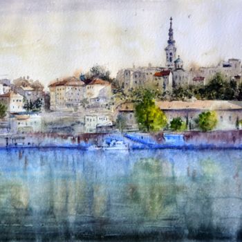 Painting titled "Savamala Beograd 25…" by Nenad Kojić, Original Artwork, Watercolor