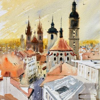 Pintura intitulada "Zlatni Prag / Golde…" por Nenad Kojić, Obras de arte originais, Aquarela