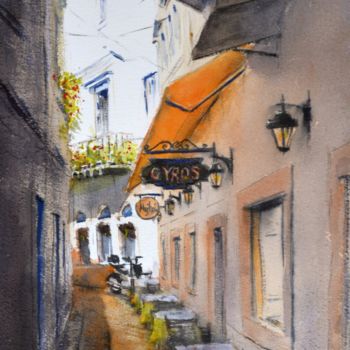 Painting titled "Gyros bar Corfu Gre…" by Nenad Kojić, Original Artwork, Watercolor