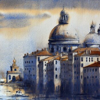 Painting titled "Warm colors of Sant…" by Nenad Kojić, Original Artwork, Watercolor