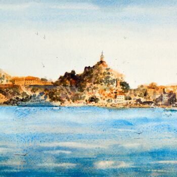 Malarstwo zatytułowany „Corfu island Kerkyr…” autorstwa Nenad Kojić, Oryginalna praca, Akwarela