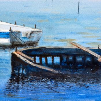 "Boats of Corfu isla…" başlıklı Tablo Nenad Kojić tarafından, Orijinal sanat, Suluboya