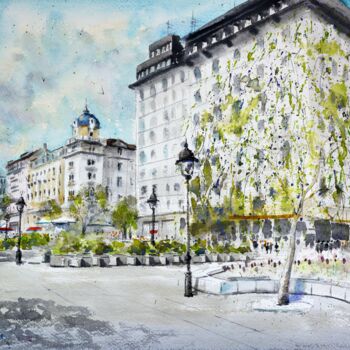 绘画 标题为“Old Republic Square…” 由Nenad Kojić, 原创艺术品, 水彩