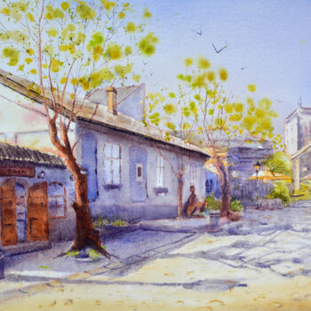 Картина под названием "A sunny day at Skad…" - Nenad Kojić, Подлинное произведение искусства, Акварель
