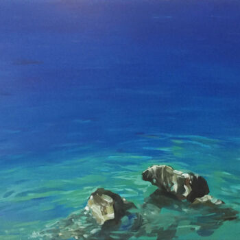 Malerei mit dem Titel "Felsen im Meer" von Nenad Selestrin, Original-Kunstwerk, Acryl