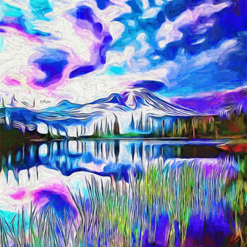 Digitale Kunst mit dem Titel "Mountain lake" von Nenad Vasic Kiklop99, Original-Kunstwerk, Digitale Malerei