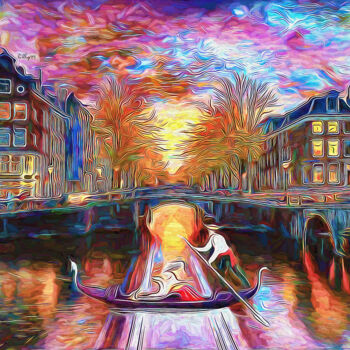Arte digitale intitolato "Sunset in Amsterdam" da Nenad Vasic Kiklop99, Opera d'arte originale, Pittura digitale