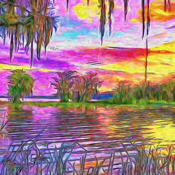 Digital Arts titled "Sunset in Florida" by Nenad Vasic Kiklop99, Original Artwork, Digital Painting