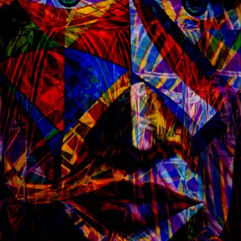 Schilderij getiteld "Vision Sombre" door Neo Kinetic Artis, Origineel Kunstwerk, Olie Gemonteerd op Frame voor houten branca…