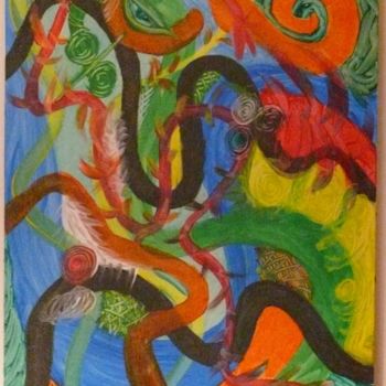 Peinture intitulée "Lacets de couleurs" par Nephidell, Œuvre d'art originale