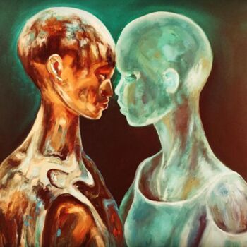 Картина под названием "Duality-Each Person…" - Nermin Yokus Ipekciler, Подлинное произведение искусства, Масло Установлен на…