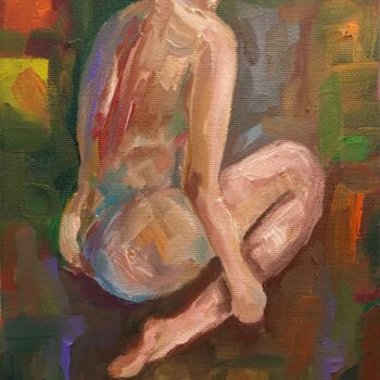 Painting titled "Nude" by Nermin Yokus Ipekciler, Original Artwork, Oil Mounted on Wood Stretcher frame