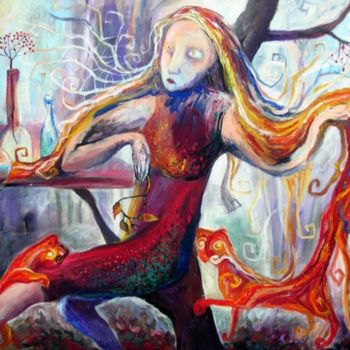 Malerei mit dem Titel "THE ANGEL OF OCTOBER" von Nesis Elisheva (Eli7), Original-Kunstwerk, Acryl