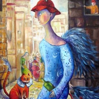 Pintura intitulada "PURIM CARNIVAL in J…" por Nesis Elisheva (Eli7), Obras de arte originais, Acrílico