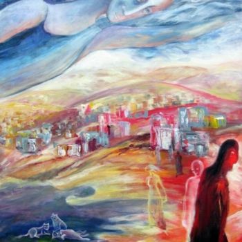 Painting titled "THE ANGEL OF JULY" by Nesis Elisheva (Eli7), Original Artwork, Acrylic