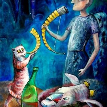 Картина под названием "ANGELS OF ZODIAC. C…" - Nesis Elisheva (Eli7), Подлинное произведение искусства, Акрил