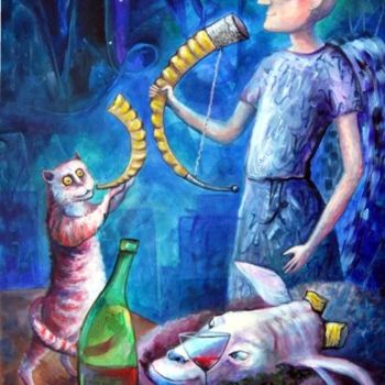 Картина под названием "ANGELS OF ZODIAC. C…" - Nesis Elisheva (Eli7), Подлинное произведение искусства, Акрил