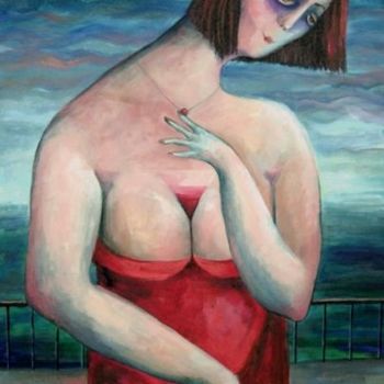 Painting titled "BREAST WINE" by Nesis Elisheva (Eli7), Original Artwork, Acrylic