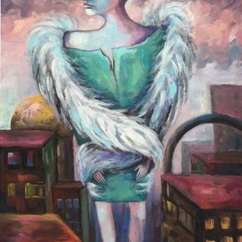 Картина под названием "UNEMPLOYED ANGEL" - Nesis Elisheva (Eli7), Подлинное произведение искусства, Акрил
