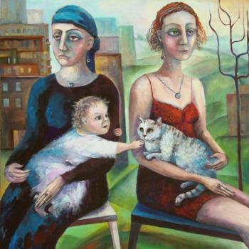 Painting titled "SISTERS" by Nesis Elisheva (Eli7), Original Artwork, Acrylic