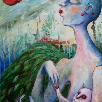 Картина под названием "THE ANGEL OF JUNE" - Nesis Elisheva (Eli7), Подлинное произведение искусства, Акрил